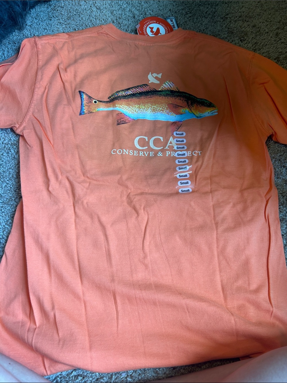 Comfort Colors Coral Short Sleeve Tee with Fish Graphic